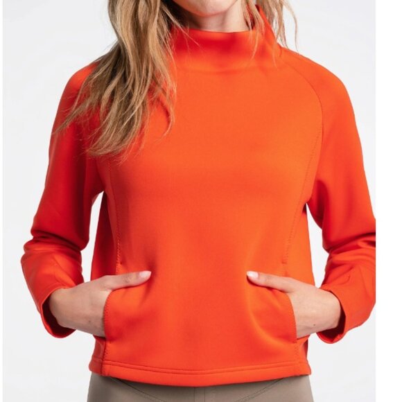 NWT LOLE Spacer Funnel Neck Turtleneck Pullover Top Sweatshirt Pockets Cropped - Picture 3 of 15